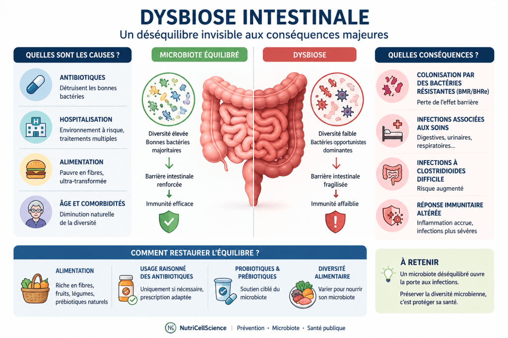 Dysbiose intestinale : causes, symptômes et conséquences sur le risque&nbsp;infectieux